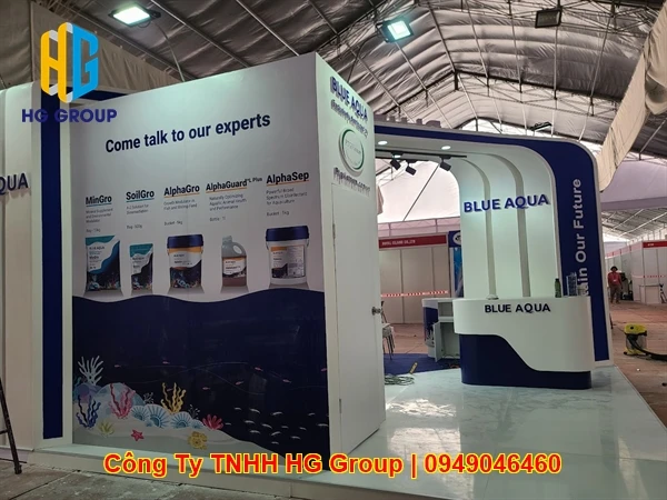 Thi Công Gian Hàng Triển Lãm Booth Hội Chợ Blue Aqua Tại Cần Thơ