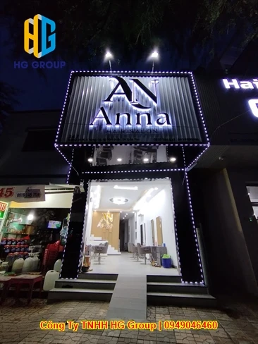 Thi Công Bảng Hiệu Mặt Dựng Lam Tôn Chữ Nổi AN Anna Tại Cần Thơ
